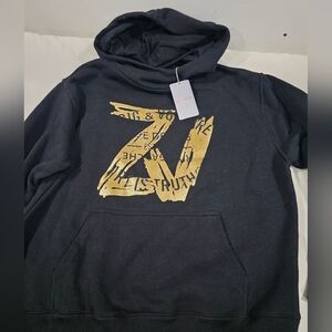 NWT Zadig & Voltaire Wallace Gold Foil Logo Hoodie Black Size M/L